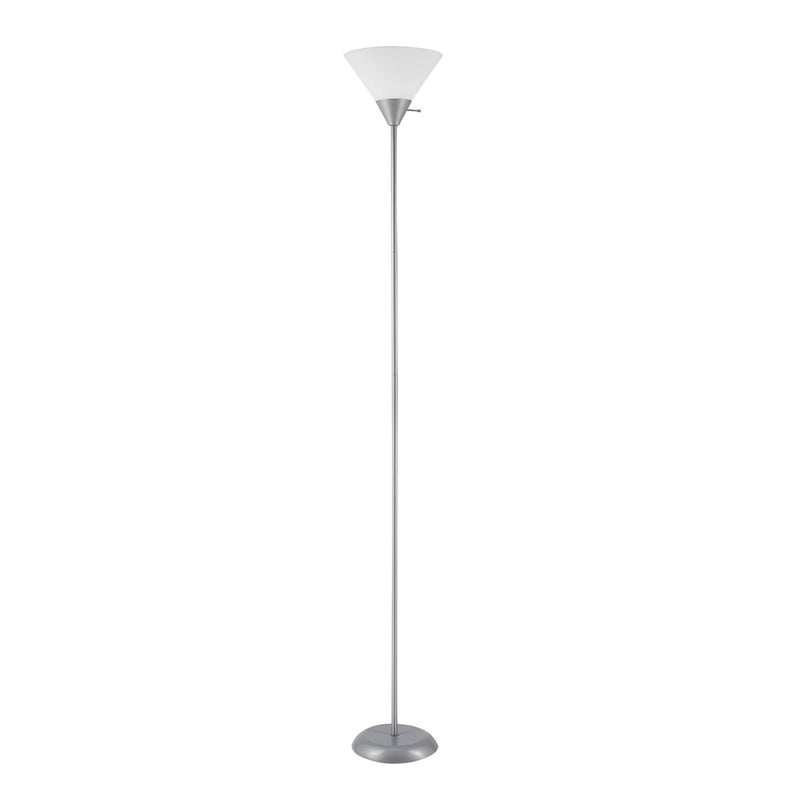 GLOBE Electric 677150 Elliott 72" Floor Lamp, Silver, White Plastic Shade, On/Off Rotary Switch on Shade, Standing, Living Room Decor, Bedroom, Tall, Corner Light - Image 1